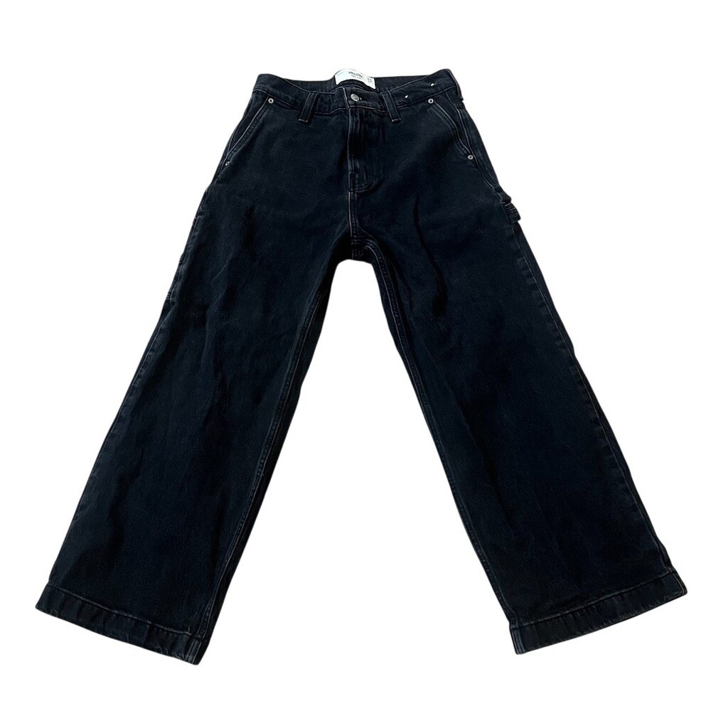 Hollister Jeans Mens 30x30 Black Super Baggy Wide Leg Carpenter Workwear